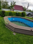 Внутренняя и наружная окантовка бассейна выполнена из террасной доски Good Cover Стандарт